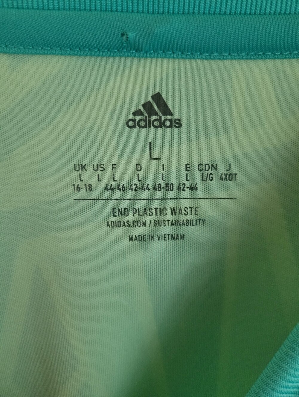 adidas Teal and White Geometric Long Sleeve Goalkeeper Jersey - Picture 3 of 6